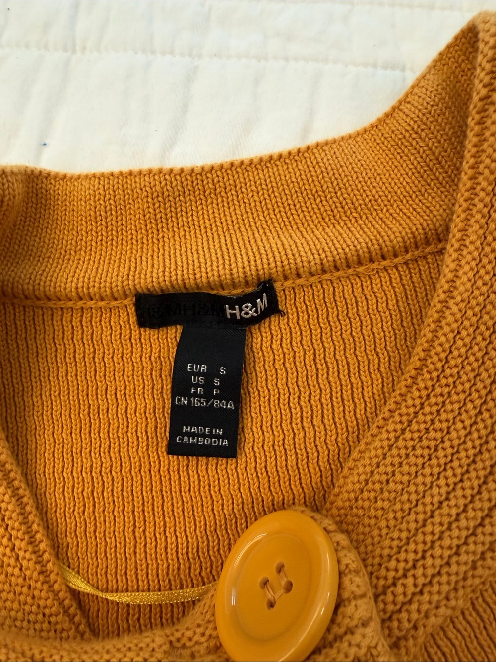 H&M Mustard Yellow Ribbed Knit Button-Front Cardigan - Picture 3 of 5